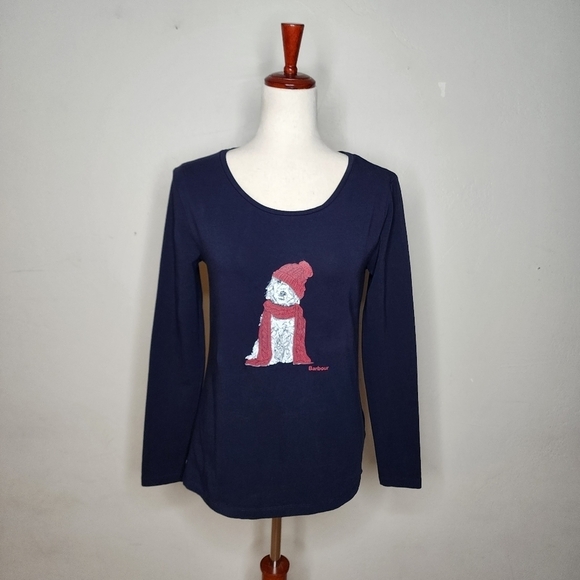 Barbour Tops - BARBOUR Fareham Navy Long Sleeve T-Shirt Size 6